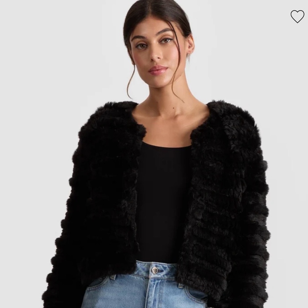 Alice + Olivia Black Faux Fur Pullover